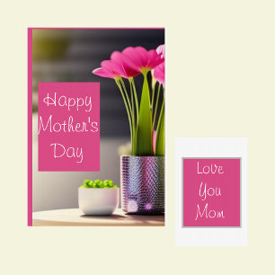 Large Mother's Day , pink floral Card