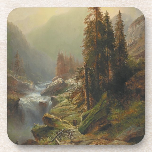 Large Mountain Landscape – Albert Zimmermann Beverage Coaster (Front)
