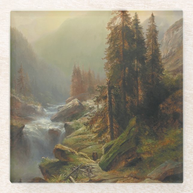 Large Mountain Landscape – Albert Zimmermann Glass Coaster (Front)