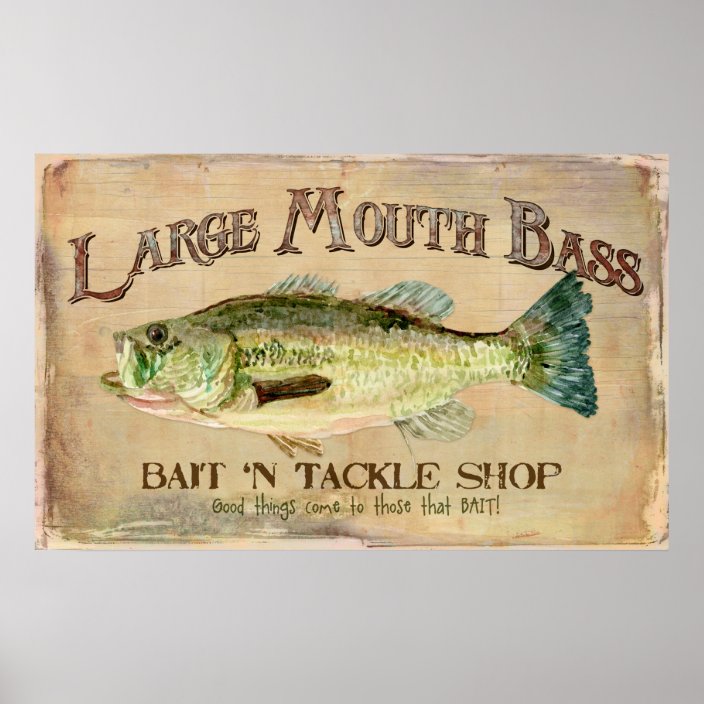 Large Mouth Bass Bait n Tackle Lake Decor | Zazzle.com