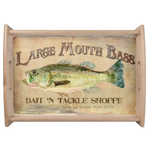 Large Mouth Bass Bait n Tackle Lake Decor Serving Tray