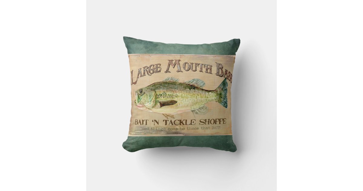 Large Mouth Bass Bait n Tackle Lake Decor Throw Pillow Zazzle