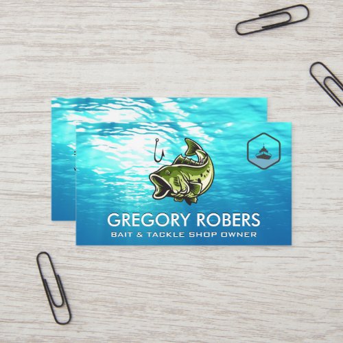 Large Mouth Bass Fish  Ocean Water  Ship Business Card