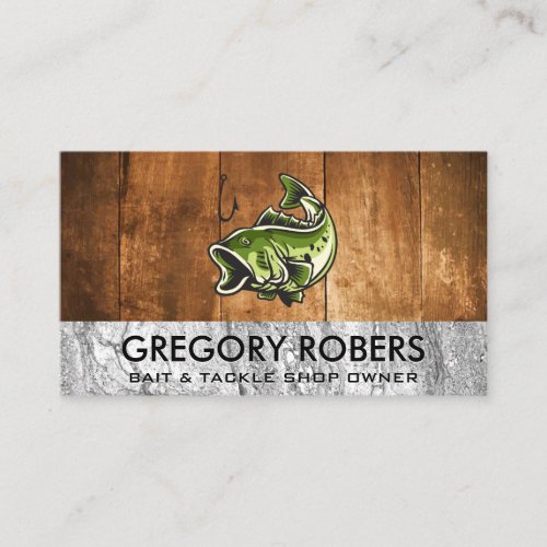 Large Mouth Bass Fish  Wood Stone Business Card