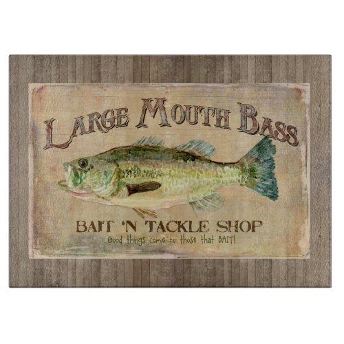 Large Mouth Bass Fisherman Cabin Wood Boards