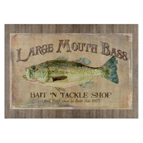 Large Mouth Bass Fisherman Cabin Wood Boards