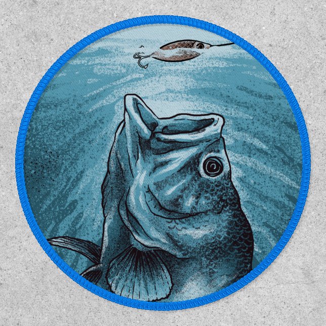 Large Mouth Bass Fisherman Fishing Sports Patch (Front)