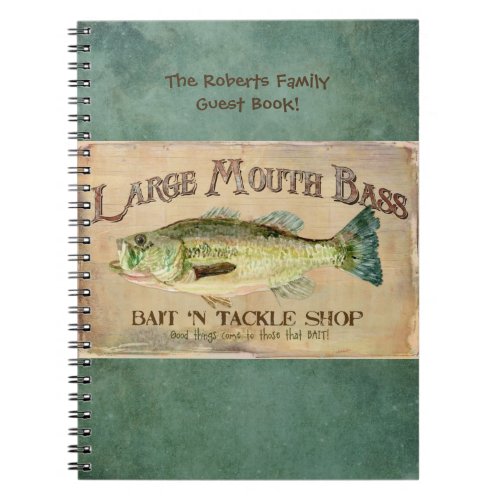 Large Mouth Bass Fishing Lake Cabin Decor Blue Notebook