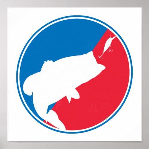 Large Mouth Bass Fishing Patch Symbol Poster