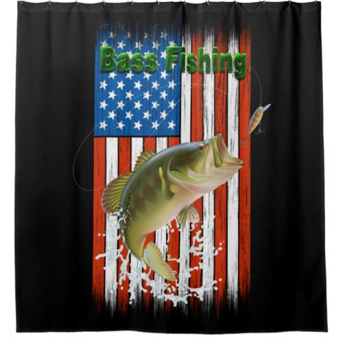 Large Mouth Bass Fishing USA Shower Curtain