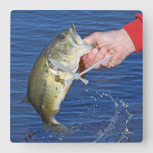 Large Mouth Bass Square Wall Clock