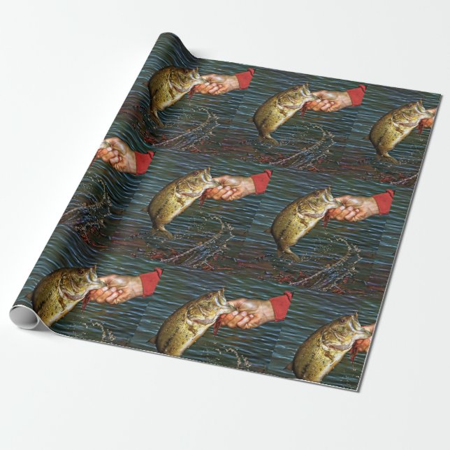 Large Mouth Bass Vintage Antique Photography Wrapping Paper (Unrolled)