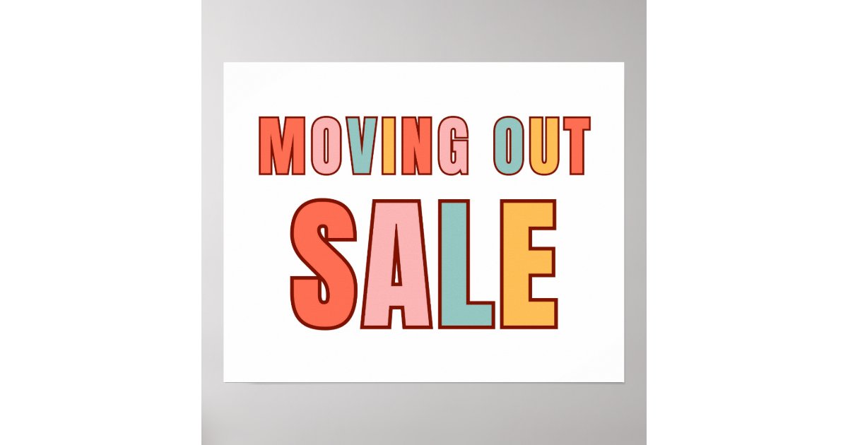 Large Moving Out Sale Sign, Retail Store Sale Poster