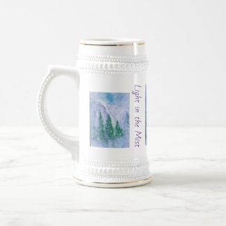 Large mug with an art print of a misty forest. 