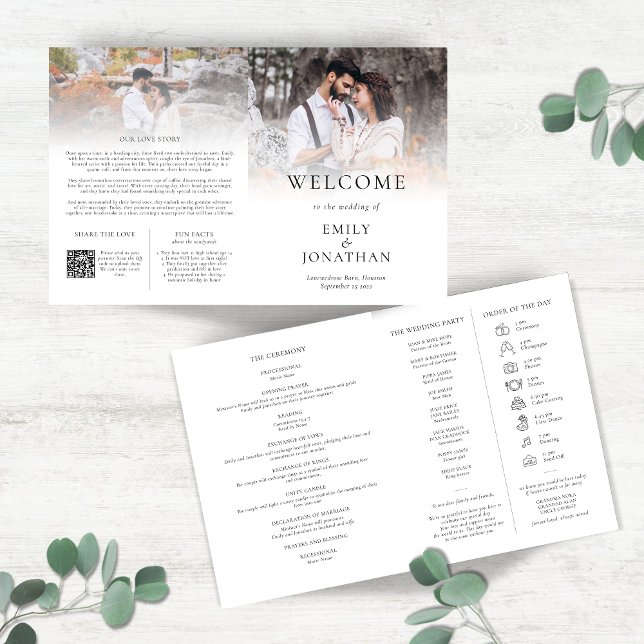 Large Multi-purpose 2 Photo Program Order of Day Brochure (Front and back view)