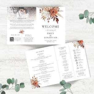 Large Multi-purpose Rust Florals Icon Program Brochure