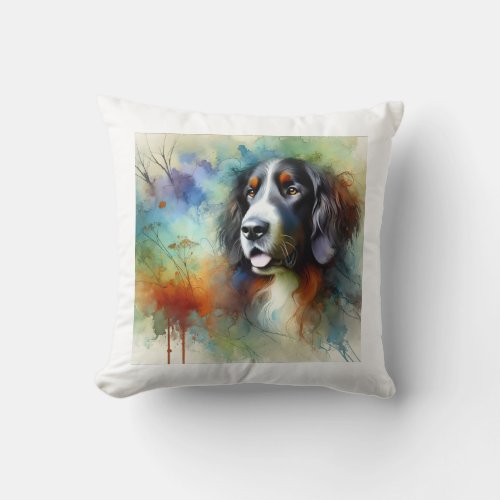 Large Munsterlander Dog 260624AREF124 _ Watercolor Throw Pillow