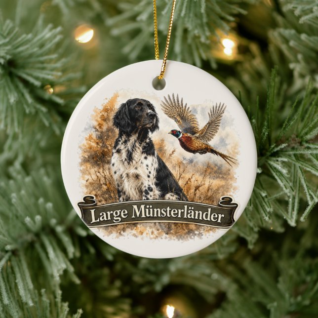 Large Münsterländer with  Pheasant Ceramic Ornament (Tree)
