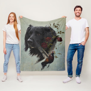 Large Munsterlander with pheasant Fleece Blanket