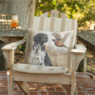 Large Münsterländer with Pheasant Outdoor Pillow