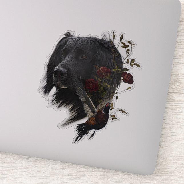 Large Munsterlander with pheasant       Sticker (Detail)