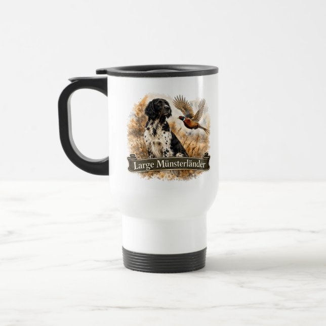 Large Münsterländer with  Pheasant Travel Mug (Left)