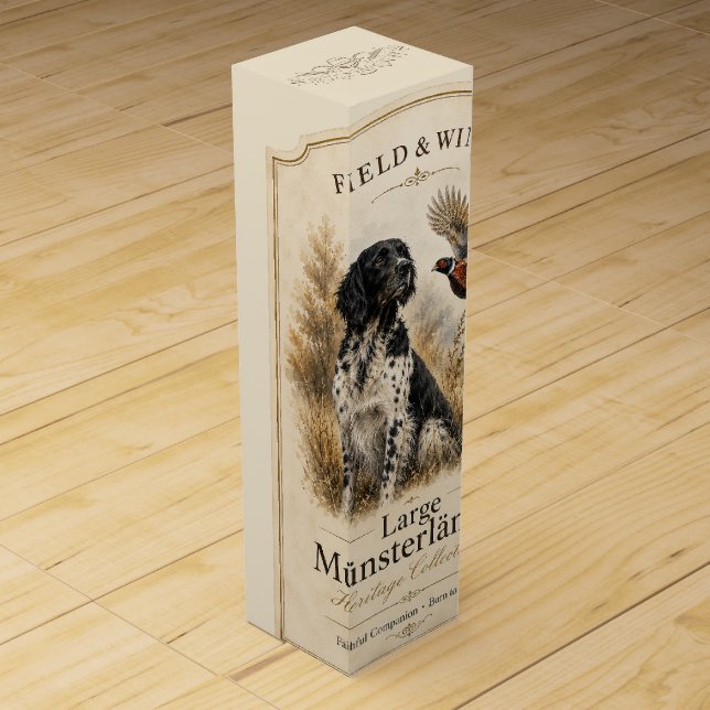 Large Münsterländer with  Pheasant Wine Box (Front)