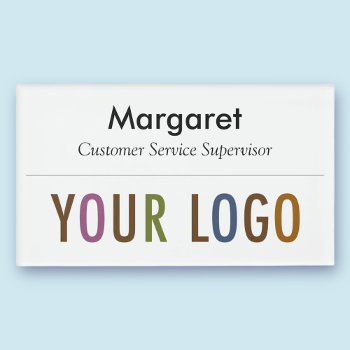 Large Name Badge Magnet Custom Logo Employee Staff by MISOOK at Zazzle