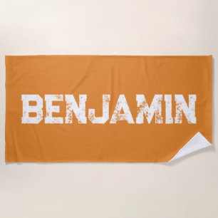 Large Name in White on Rich Mocha Deep Brown  Beac Beach Towel