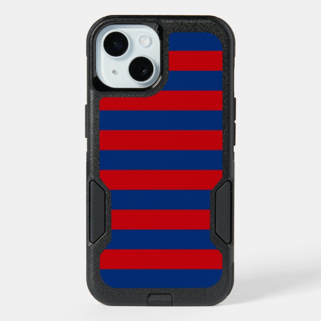 Large Nautical Theme Horizontal Stripes iPhone 15 Case (Back)