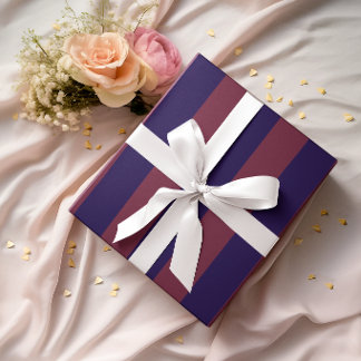 Large Navy and Burgundy Vertical Stripes Wrapping Paper