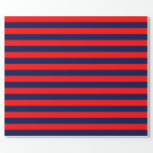 Large Navy Blue and Red Stripes Wrapping Paper (Flat)