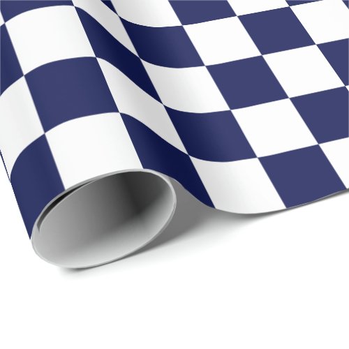 Large Navy Blue and White Checks Wrapping Paper