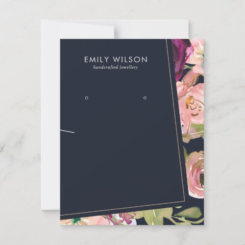 LARGE NAVY BLUSH FLORAL STUD NECKLACE DISPLAY CARD