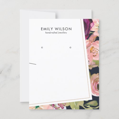 LARGE NAVY BLUSH FLORAL STUD NECKLACE DISPLAY CARD