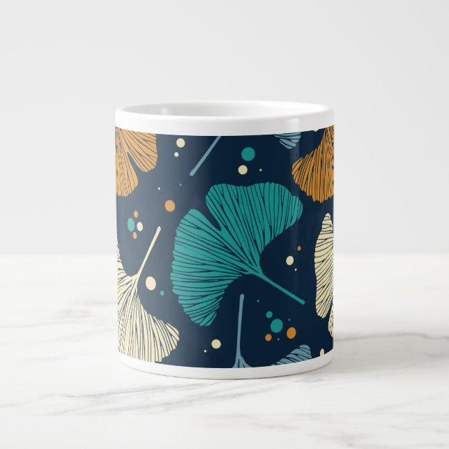 Large Navy Leaf Mug (Front)