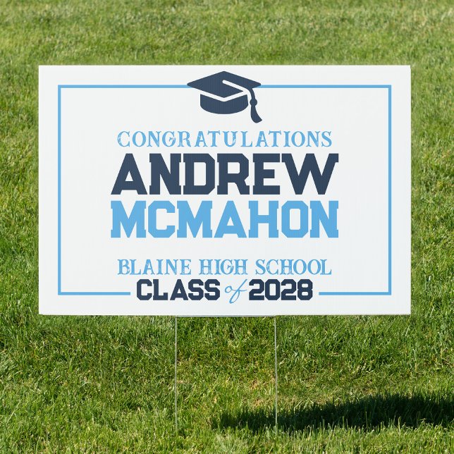 Large Navy & Light Blue Graduation Senior Yard Sign (Creator Uploaded)