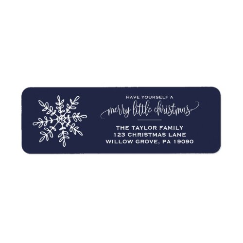 Large Navy Snowflake Christmas Label