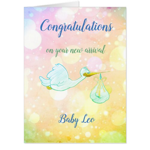 Large New Baby Boy design Card