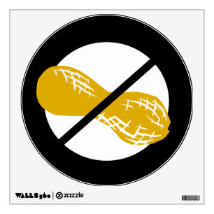 Large No Peanuts Symbol Peanut Free Area Wall Decal