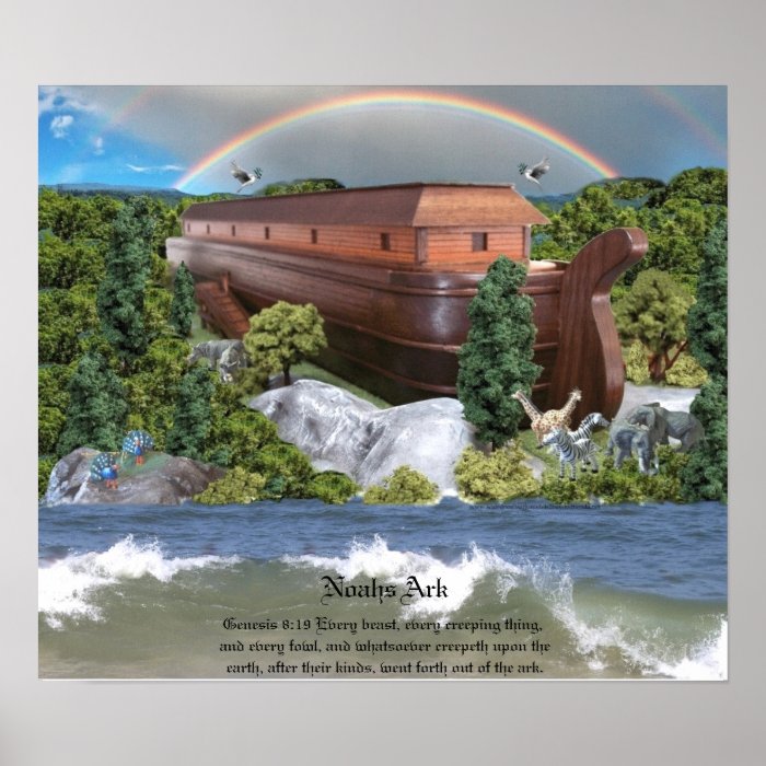 Large Noahs Ark Diorama Gloss Canvas Picture Posters