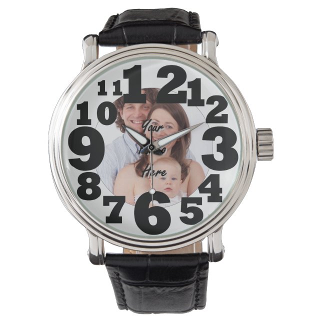 Large numbered personalized photo watch (Front)