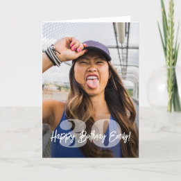 Large Numbers Photo Overlay Happy Birthday Script Card