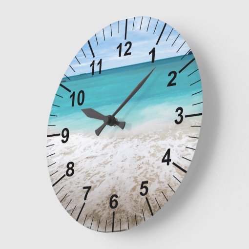 Large Ocean And Beach Theme Wall Clock Zazzle