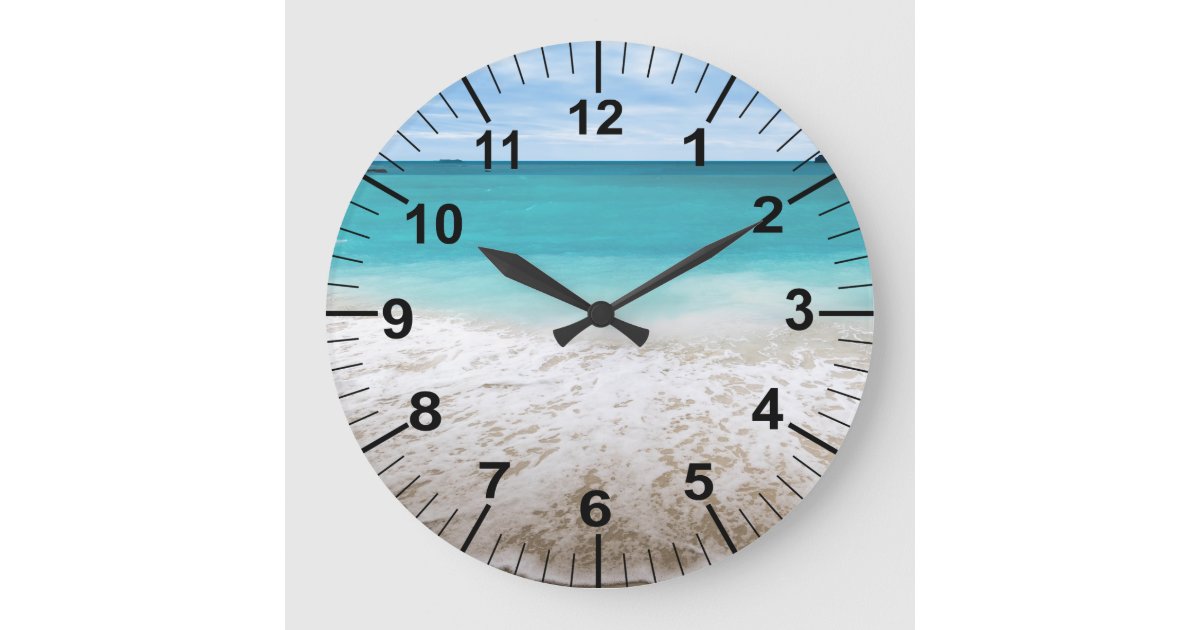 Large Ocean And Beach Theme Wall Clock Zazzle