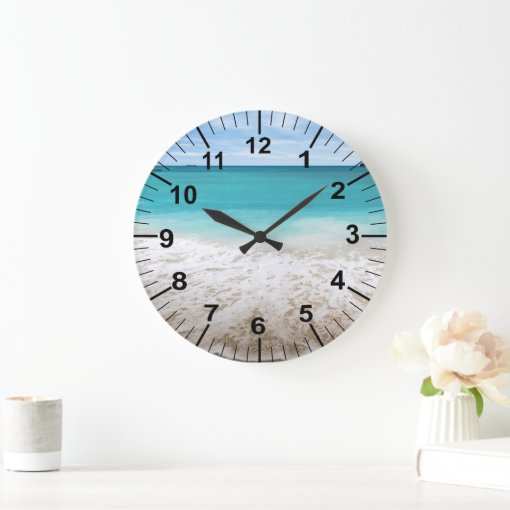 Large Ocean And Beach Theme Wall Clock Zazzle