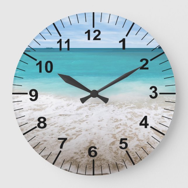 Large Ocean Beach Theme Wall Clock (Front)