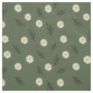 Large Olive Daisy Scatter - Ivory Linen Fabric