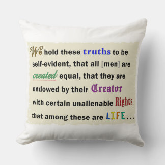 Large or small throw pillow with a declaration.