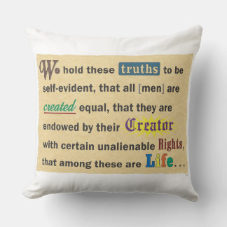 Large or small throw pillow with a declaration.